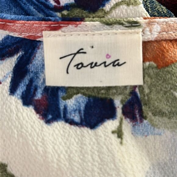 Tovia Floral V-Neck Women's Top Size XL Y2K Short Sleeves - Picture 10 of 10